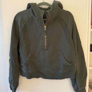 Scuba Oversized Half-Zip Hoodie in Dark Forest